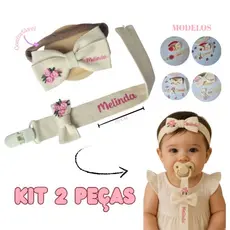 Kit Faixinha RN com nome  e Prendedor de Chupeta  para Bebê / Enxoval