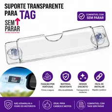 Kit 2 Suporte Para Tag Sem Parar Transparente Com Ventosas Para Para-brisa Veicular
