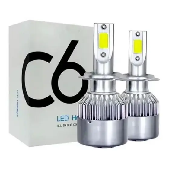 Par Lâmpada Automotiva H1 Super Led Efeito Xenon Farol Carro