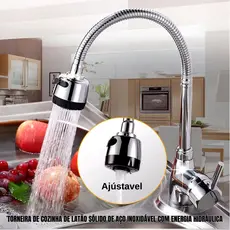 Torneira Gourmet Monocomando Cozinha Mesa Inox Flexível Quente Fria Pia Bancada