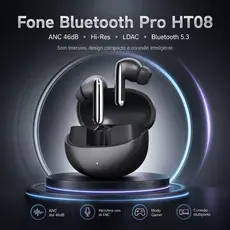 Fone de Ouvido Bluetooth Melobuds Pro HT08 ANC 46dB Hi-Res LDAC Gamer Microfone