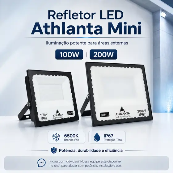Refletor 100W /200W Branco Frio 6500K lP67 Slim Holofote Prova D'agua