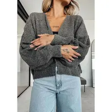 Cardigan Feminino de Tricot Casaco Curto de Trico Mousse Moda Blogueira
