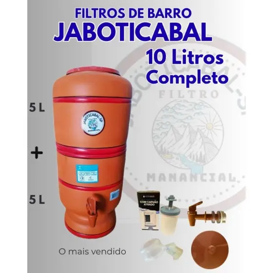 Filtro de barro Jaboticabal 10LITROS Total,com vela carvão ativado e boia