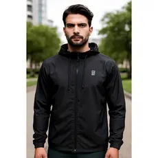 Jaqueta Corta-vento Zíper Bolso Inverno Capuz Forrado Chuva
