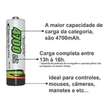 Carregador Profissional Pilhas (4 x AAA) AAA: mAh: 2700
