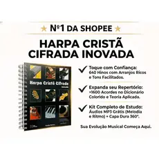 Harpa Cristã Cifrada Inovada Capa Dura | 640 Hinos p/ Violão Teclado + Dicionário e MP3