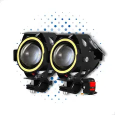 Par Farol Milha Moto Angel Eye U7 Led Auxiliar 10W Neblina Forte Potente