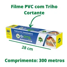 Rolo Bobina Plastico De Filme PVC PARA ALIMENTOS 28cm X 300 Metros com TRILHO CORTANTE