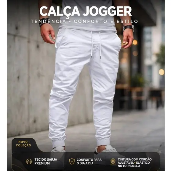 Calça Jogger Masculina Sarja Premium Confortável Estilosa Calça Adulto Calça Masculina em Promoção
