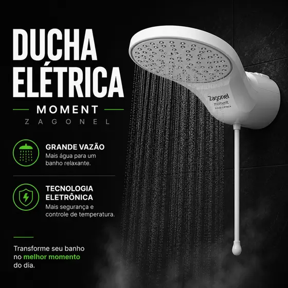 Chuveiro Elétrico 4 Tempos Ducha Eletonica 127v Chuveiro Esquenta Água Ducha Forte Zagonel 5500W