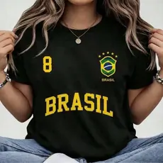 Blusa Feminina Brasil Hexa T-shirt Verão Manga Curta Camiseta Algodão Premium