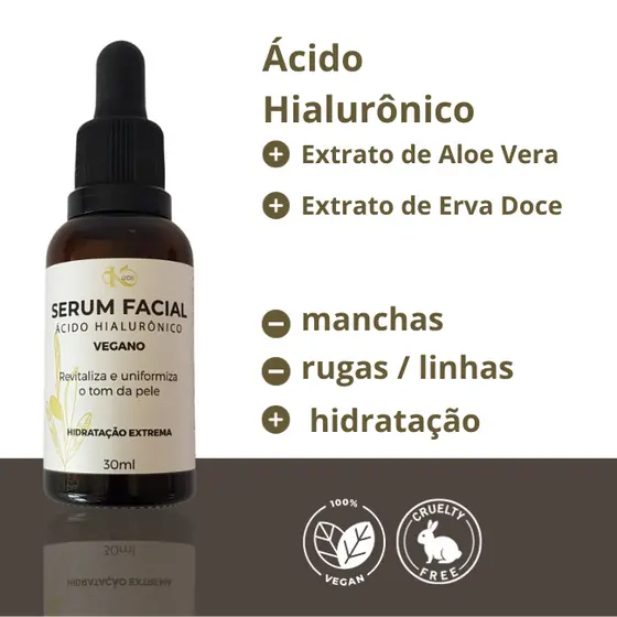 Sérum Anti-idade e Clareador de Manchas com concentração maxima de Ácido Hialurônico
