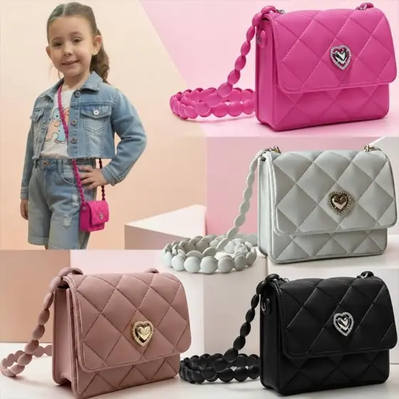 Bolsa Infantil Feminina Menina Coração Fofa Pequena Tiracolo Moda Passeio Presente