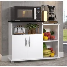 Fruteira Branca Com Portas e Gavetas Multiuso Para Sua Casa Tampo Branco BANHEIRO/ LAVANDERIA