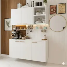 QUEIMA DE ESTOQUE - Armário Aéreo Multiuso C/ Balcão de Parede Moderno