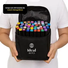 Estojo Canetas Marcadoras Ponta Dupla KIT 24 36 48 Cores Organizador Escolar