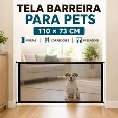 Tela Barreira Proteção Pet Cães e Gatos 110x73cm para Porta Escada Corredor