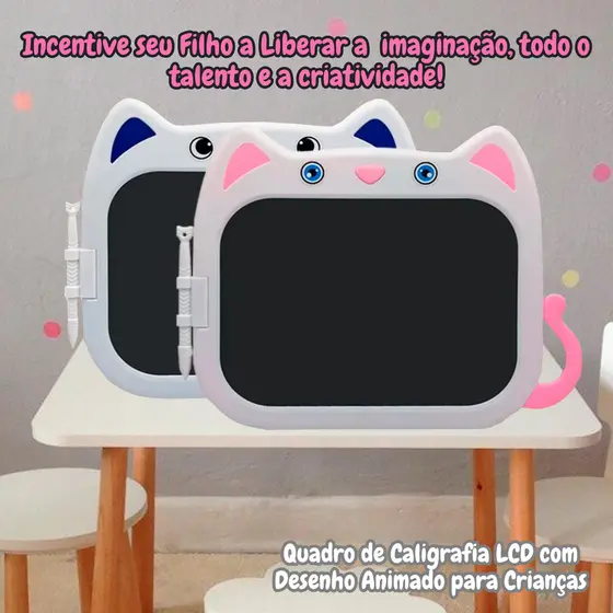 Lousa Mágica Tablet Lcd Digital Colorido Gatinho Sereia Infantil Educativo Para Criança Escrever desenhar 10 Polegadas