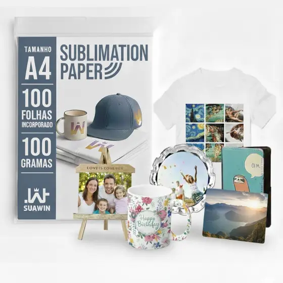 Papel para sublimação A4 - 100 folhas/ SuaWin Transferencia Perfeita
