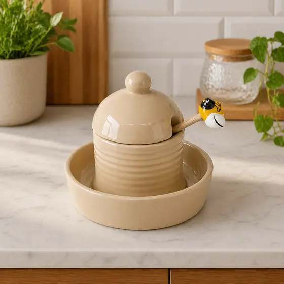 Pote de Mel em Cerâmica com Pegador– 200ml | Design Moderno