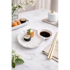 Prato japonês com porta shoyu de cerâmica