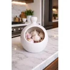 Porta Alho de Cerâmica Decorativo – Elegante, Resistente e Funcional para Cozinha