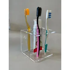 Suporte Para Escova De Dente E Creme Dental Em Acrílico Transparente