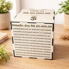 Cofre Desafio 20000 Caixa MDF Contador Depositos Metodo Japones