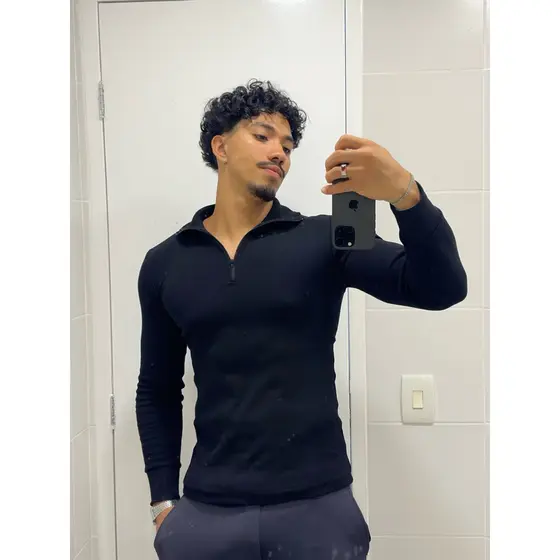 Cacharrel Masculina Com Ziper e Manga Longa Modelo ITALIANA