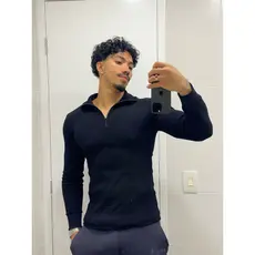 Cacharrel Masculina Com Ziper e Manga Longa Modelo ITALIANA