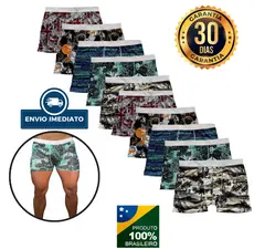 Kit Com 5 e 10 Cuecas Boxer Microfibra Com Forro Confortável Não Enrola e Não Aperta