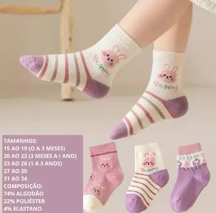 Kit De Meias Estampadinhas MENINA