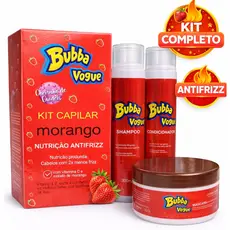 Bubba Vogue Kit Capilar Morango Shampoo Condicionador Máscara Hidratação Antifrizz