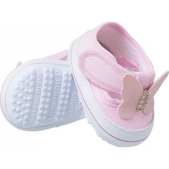 sapatilha calçados infantil bebe borboletas meninas sola antiderrapante FB64
