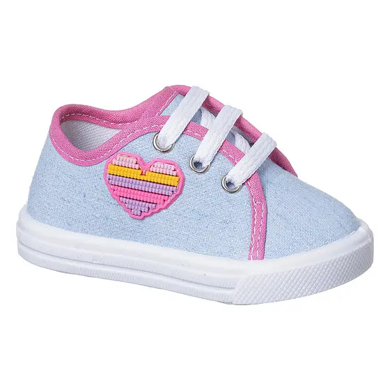 Tênis Infantil Bebe Cano Baixo Meninas Detalhe de Coração  TFBI03