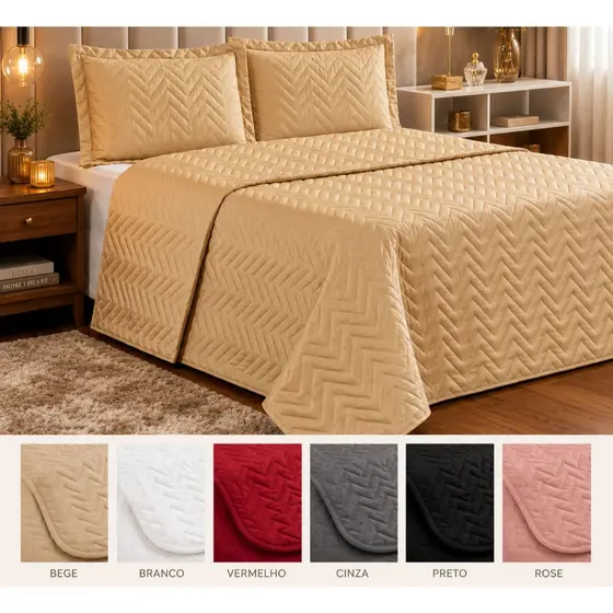 Kit Colcha Cobre Leito Casal Queen King 3 peças