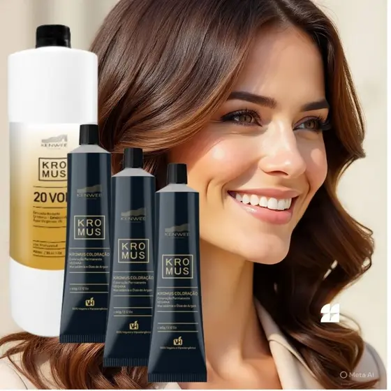 Kit com 3 Colorações 6.77 Louro Escuro Chocolate Intenso e 1 OX de 20 volumes