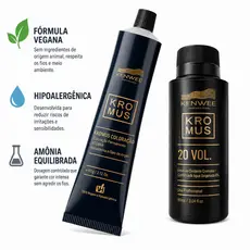 Coloração Kromus Kenwee 100% Vegana 60g + Revelador 20Vol 90ml 36 Tons