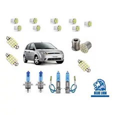 Fiesta 2002 A 2005 Kit Completo Lâmpadas Super Branca E Leds