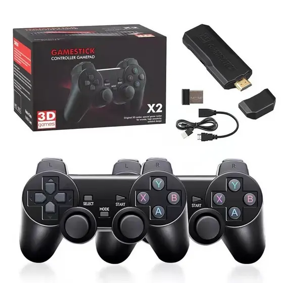 Console Game Stick 4 Life 3D - Preto + 2 Controles Wireless 30000 Jogos