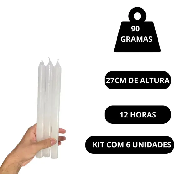 Kit Com 6 Velas 12 Horas 90 Gramas Parafina Pura Direto Da Fábrica Decoração