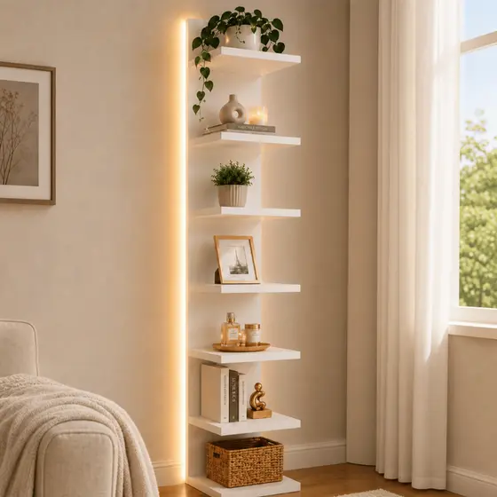 Torre De Prateleira Estante Mdf 170x20 Branca Multiuso Para Quarto decoração