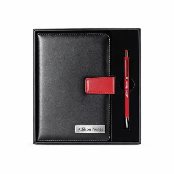 Kit Executivo 2 - Caneta e Moleskine Bloco de Anotações Personalizados Presente Lembrancinha