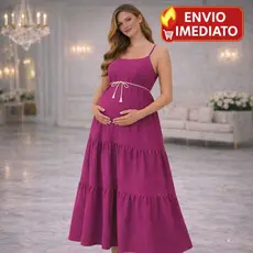 Vestido Longo Gestante 3 Marias Moda Evangélica Ensaio Gestante Chá de Bebê Confortável Envio Imediato