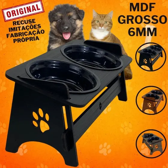 Comedouro Bebedouro Pet Elevado Para Gato e Cachorro Com TAMPAS