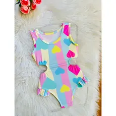 Maio Infantil de Menina para praia e piscina Coracao Concha