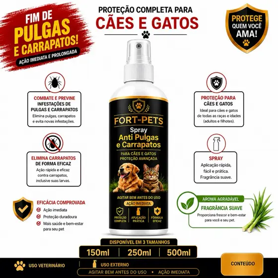 Remedio Anti Pulgas e Carrapatos Spray
