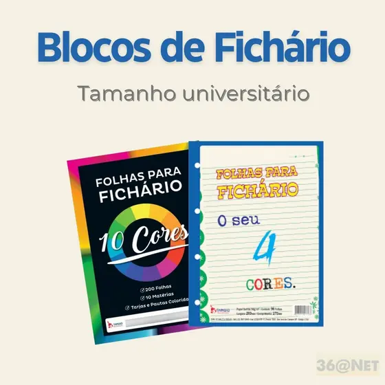 FOLHAS DE FICHARIO UNIVERSITARIO 4 E 10 CORES TAMOIO