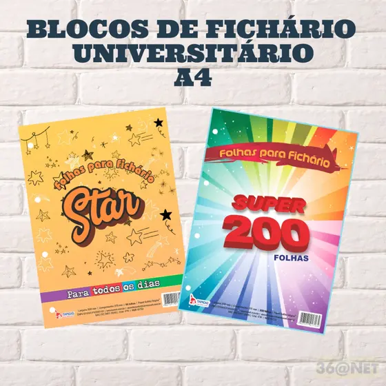Bloco de Fichário Universitário 96 e 200 folhas